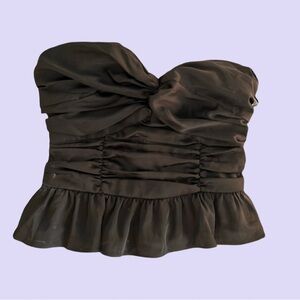 NEW WITH TAGS Express Cropped brown satin like material tube top